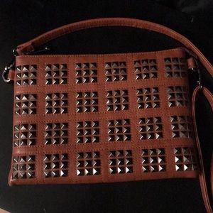 Studded crossbody clutch